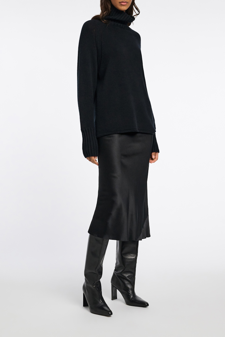 Dorothee Schumacher Rollkragenpullover aus Merino und Kaschmir pure black