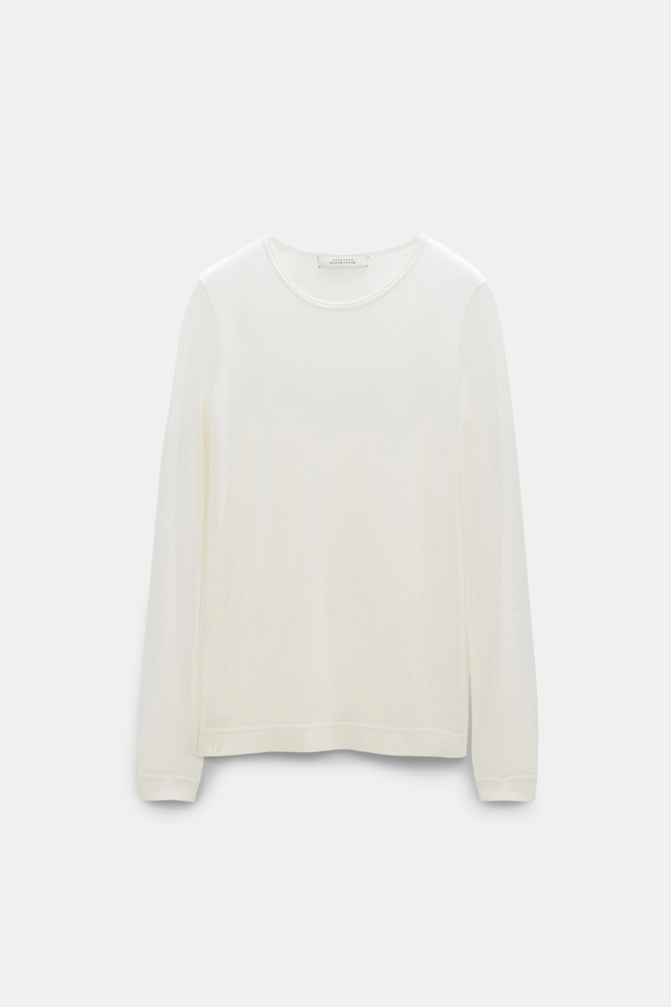 Dorothee Schumacher Round neck sweater in pure cashmere camellia white
