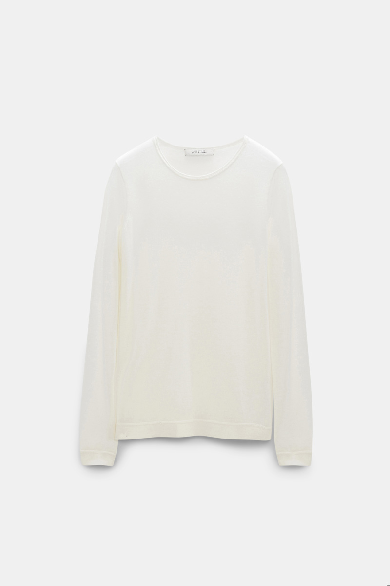 Dorothee Schumacher Women's White Round Neck Sweater In Pure Cashmere Large
