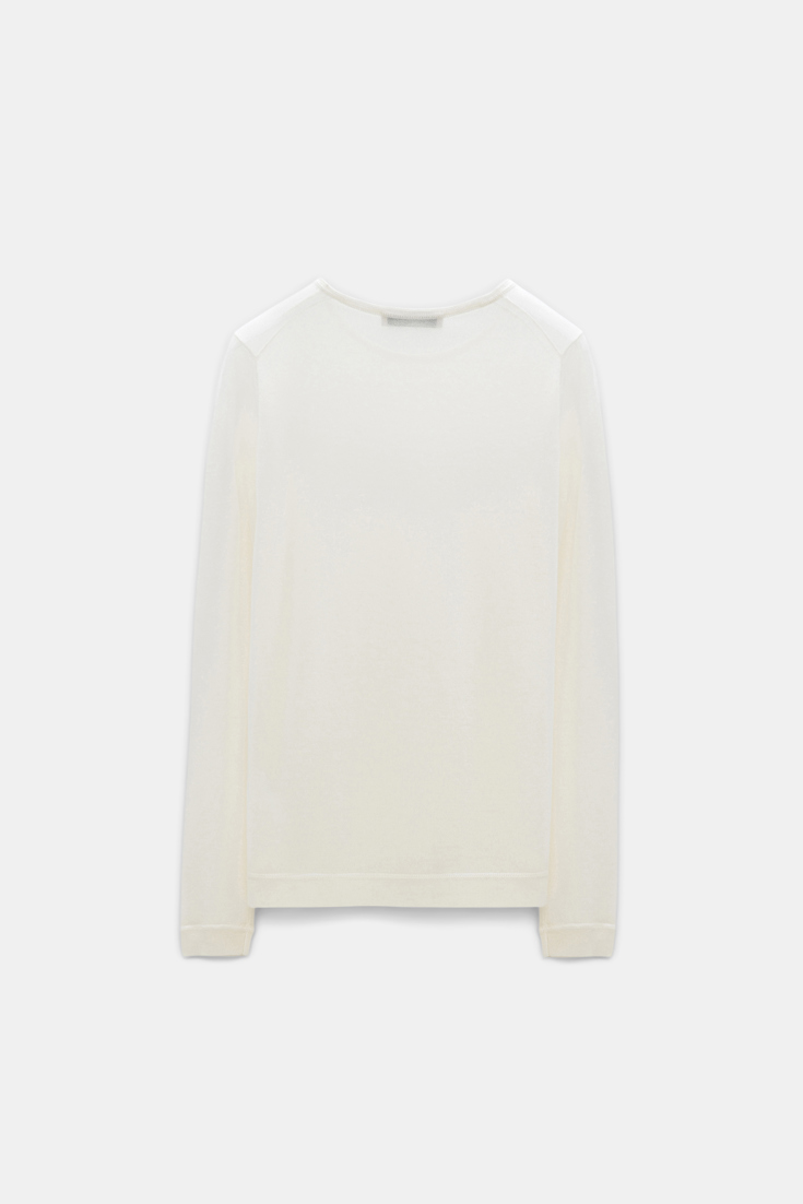Dorothee Schumacher Round neck sweater in pure cashmere camellia white