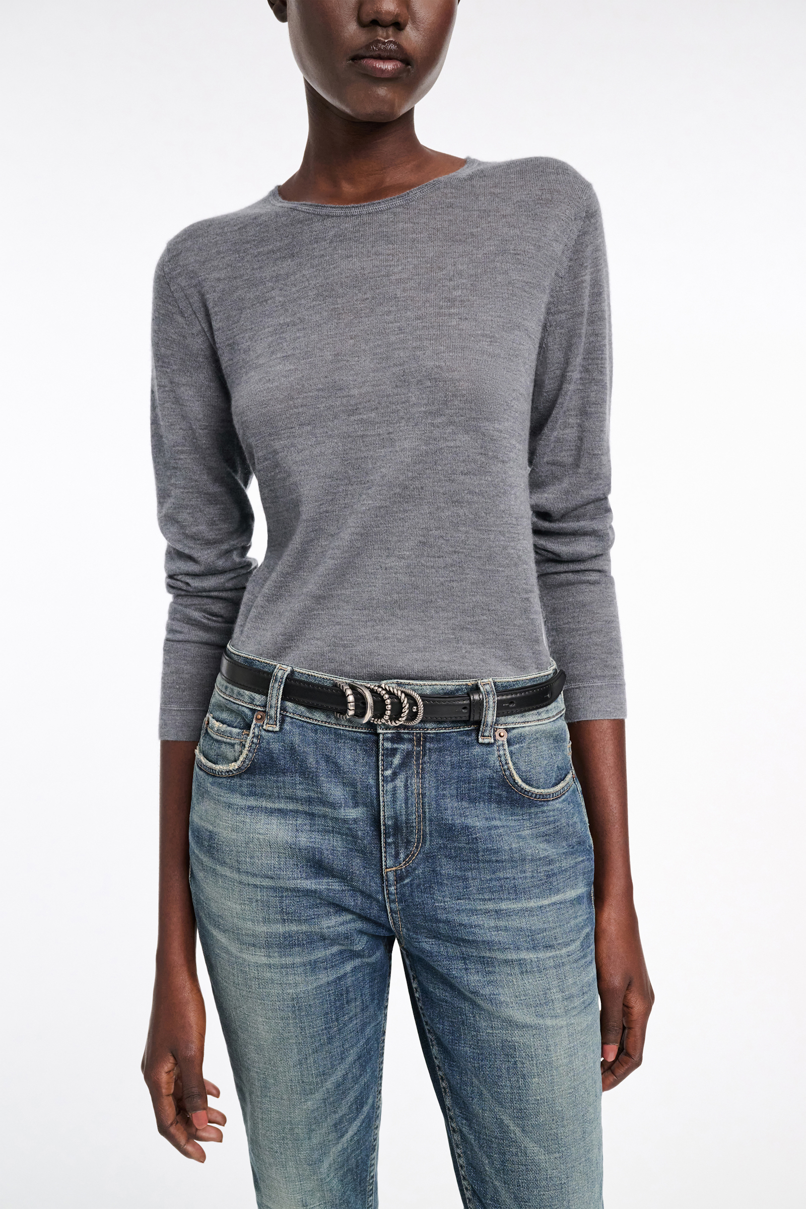 Dorothee Schumacher Round neck sweater in pure cashmere basalt grey