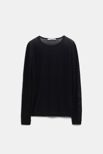 Dorothee Schumacher Round neck sweater in pure cashmere pure black