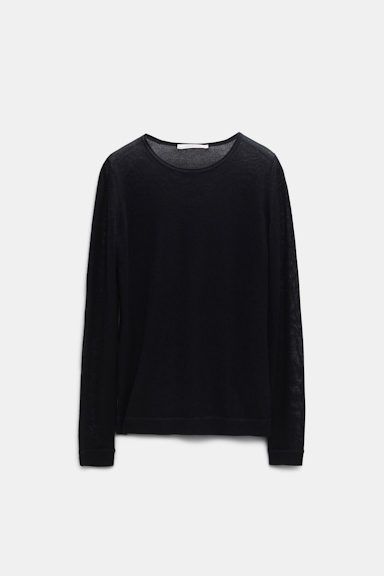 Dorothee Schumacher Round neck sweater in pure cashmere pure black