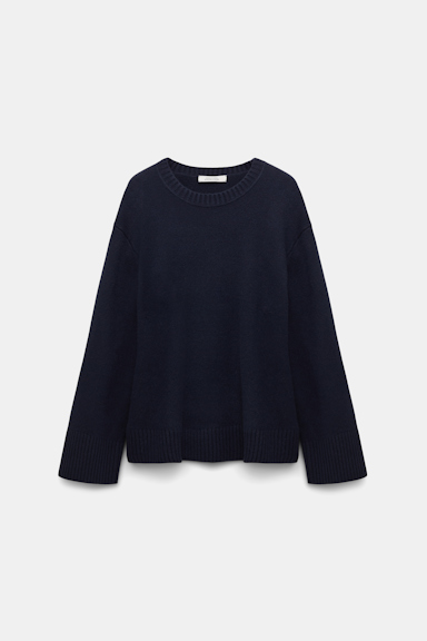 Dorothee Schumacher Soft cashmere-blend round neck pullover dark navy