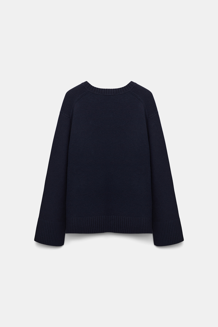 Dorothee Schumacher Soft cashmere-blend round neck pullover dark navy