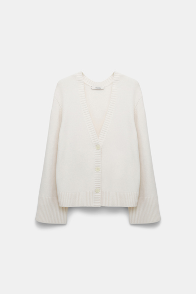 Dorothee Schumacher Soft cashmere-blend round neck cardigan lily white