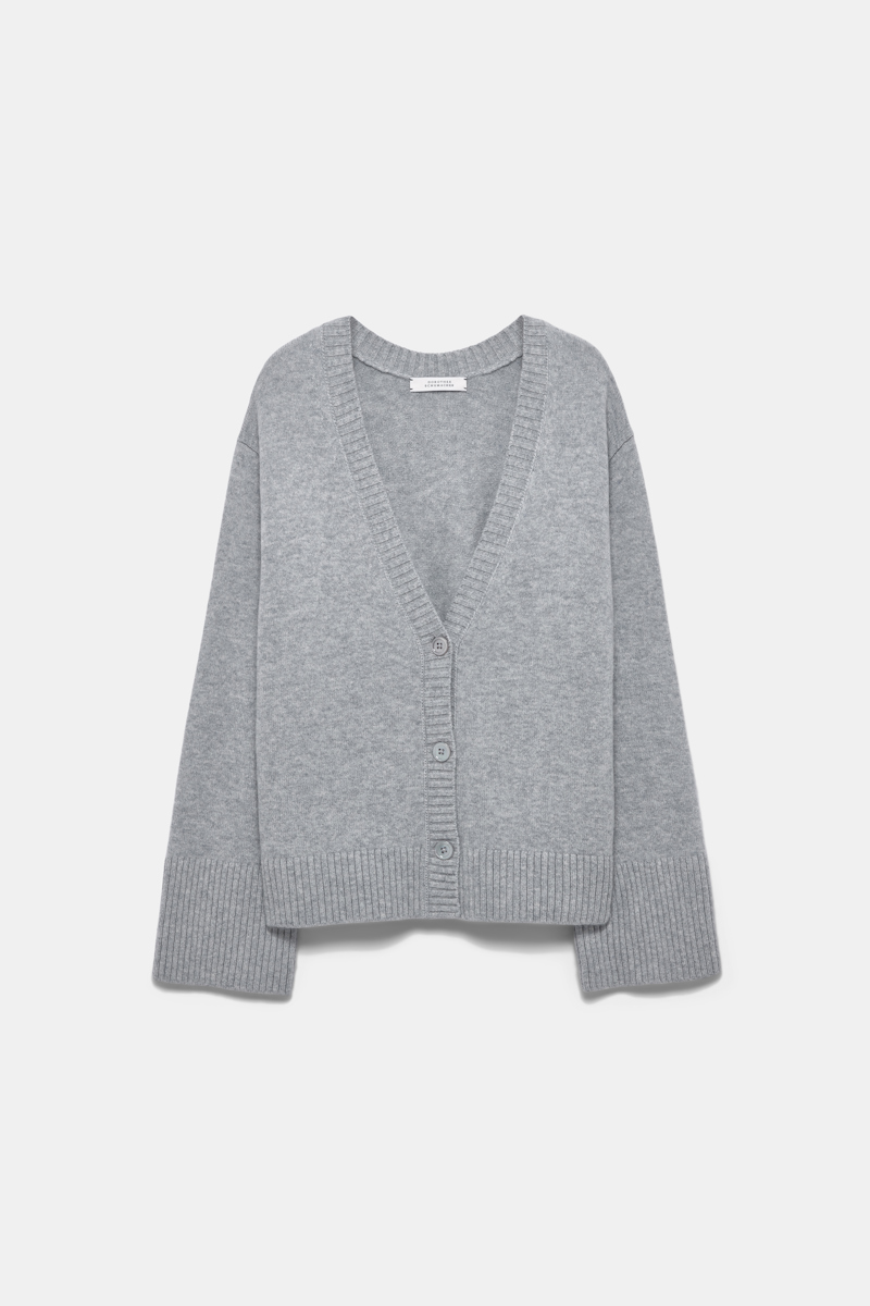 Shop Dorothee Schumacher Soft Cashmere-blend Round Neck Cardigan In Grey