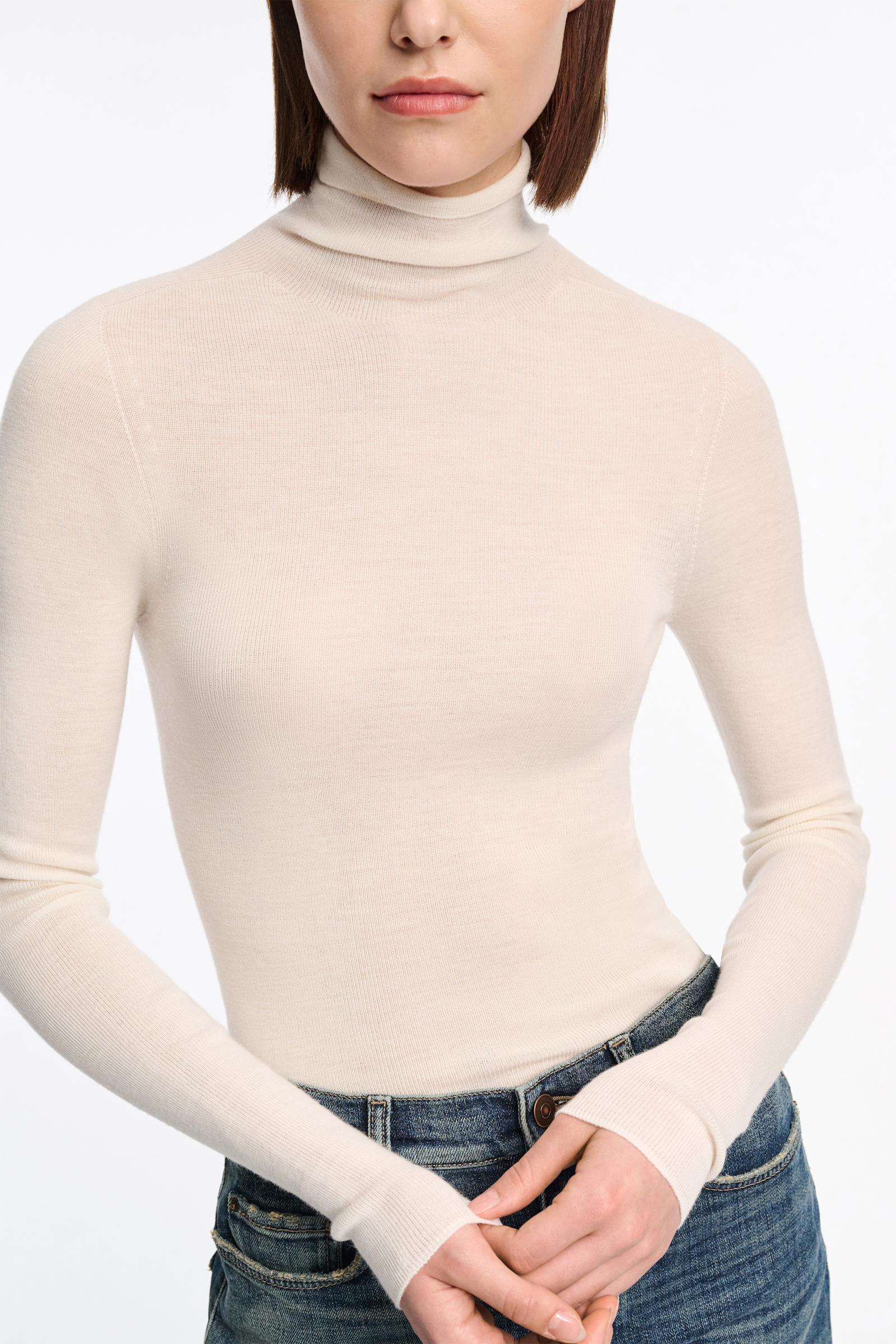 Dorothee Schumacher Seamless turtleneck pullover camellia white