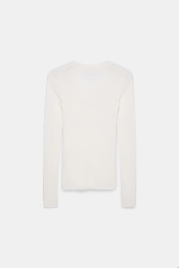 Dorothee Schumacher Pullover mit tiefem Rundhalsausschnitt aus Merino camellia white