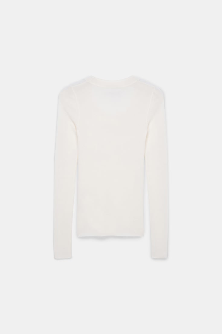 Dorothee Schumacher Pullover with deep scoop neckline camellia white