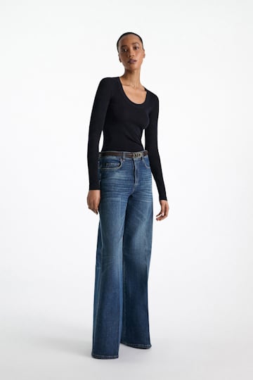 Dorothee Schumacher Pullover mit tiefem Rundhalsausschnitt aus Merino dark navy