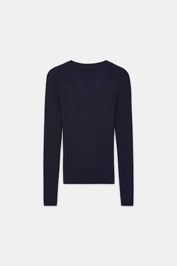 Dorothee Schumacher Pullover mit tiefem Rundhalsausschnitt aus Merino dark navy