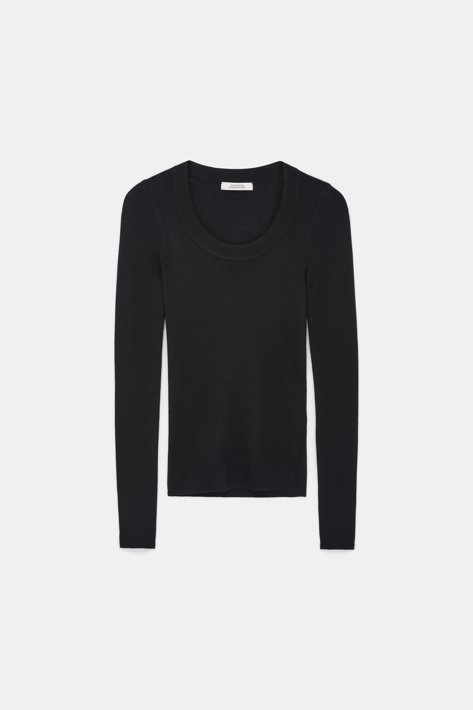 Dorothee Schumacher Pullover mit tiefem Rundhalsausschnitt aus Merino pure black