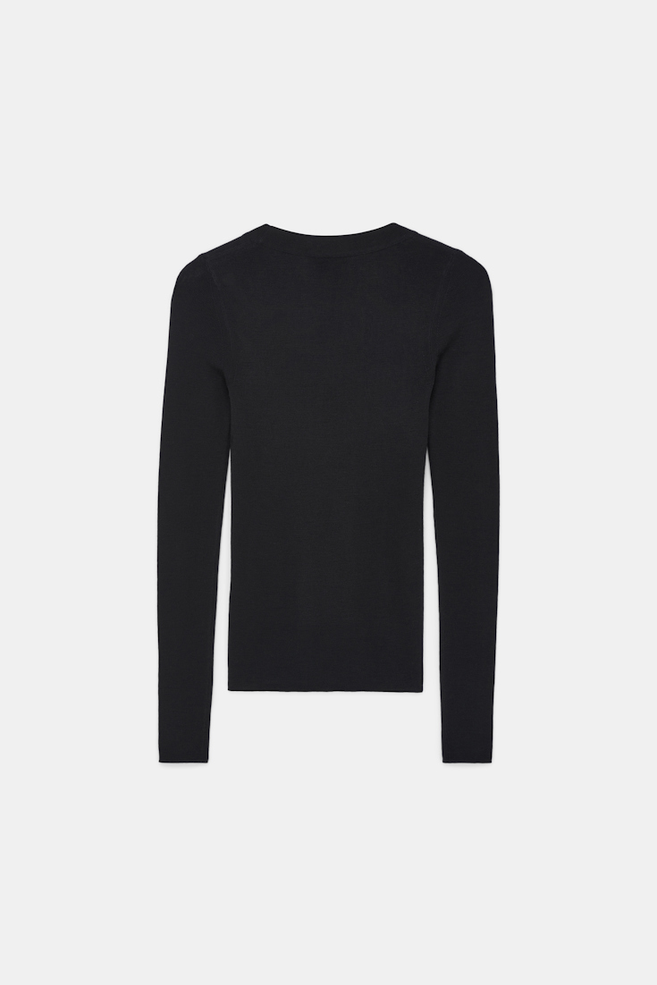Dorothee Schumacher Pullover mit tiefem Rundhalsausschnitt aus Merino pure black