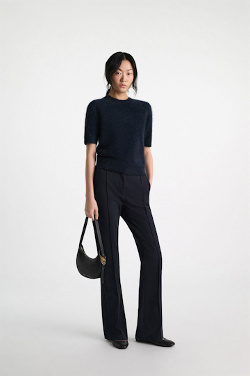 Dorothee Schumacher Merino-cashmere half-sleeve pullover dark navy