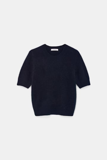 Dorothee Schumacher Merino-cashmere half-sleeve pullover dark navy