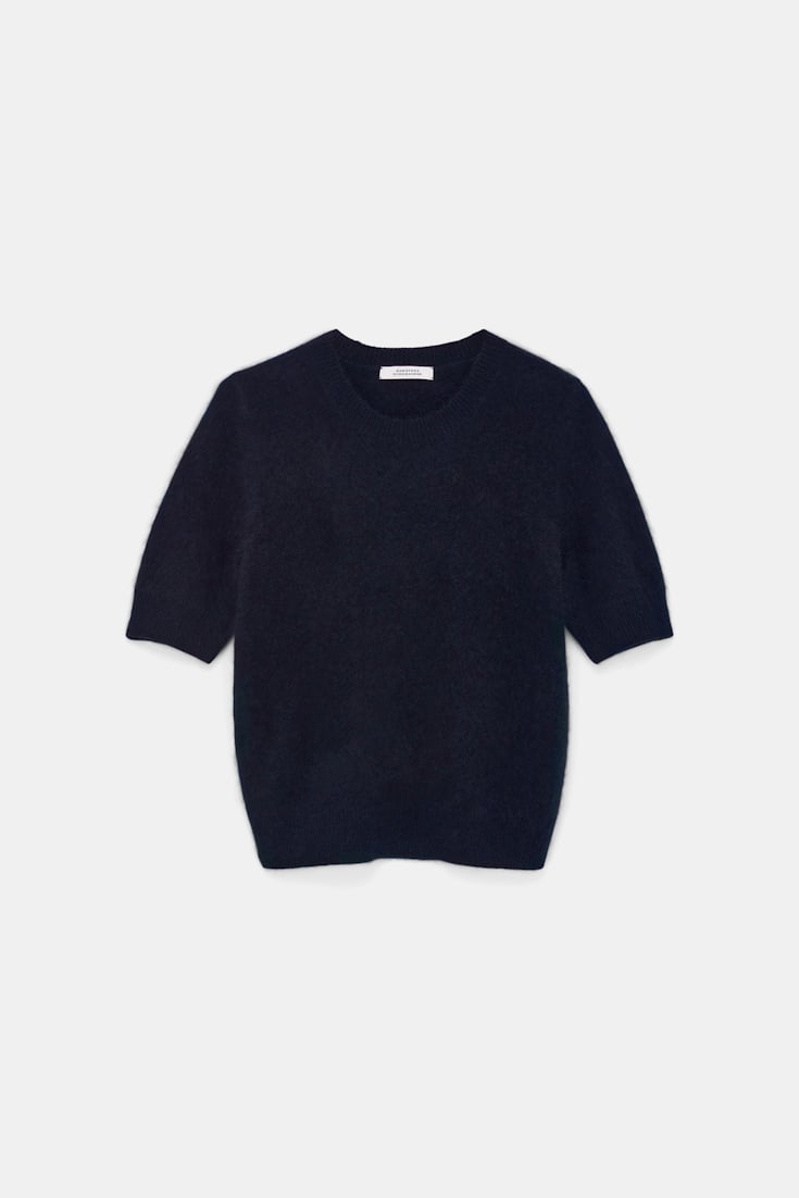 Dorothee Schumacher Merino-cashmere half-sleeve pullover dark navy