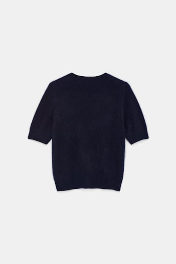 Dorothee Schumacher Fluffy Halbarm-Pullover aus Merino und Kaschmir dark navy