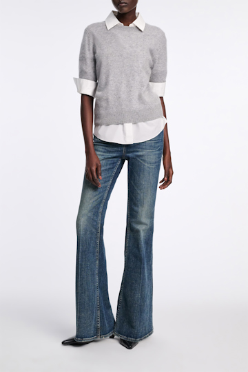 Dorothee Schumacher Fluffy Halbarm-Pullover aus Merino und Kaschmir medium grey