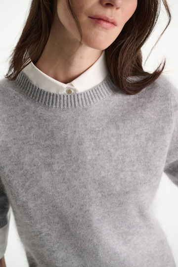 Dorothee Schumacher Fluffy Halbarm-Pullover aus Merino und Kaschmir medium grey