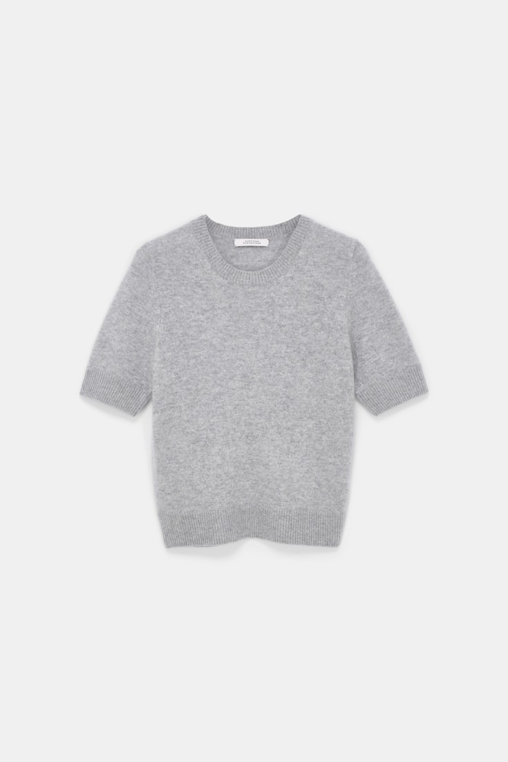 Dorothee Schumacher Fluffy Halbarm-Pullover aus Merino und Kaschmir medium grey