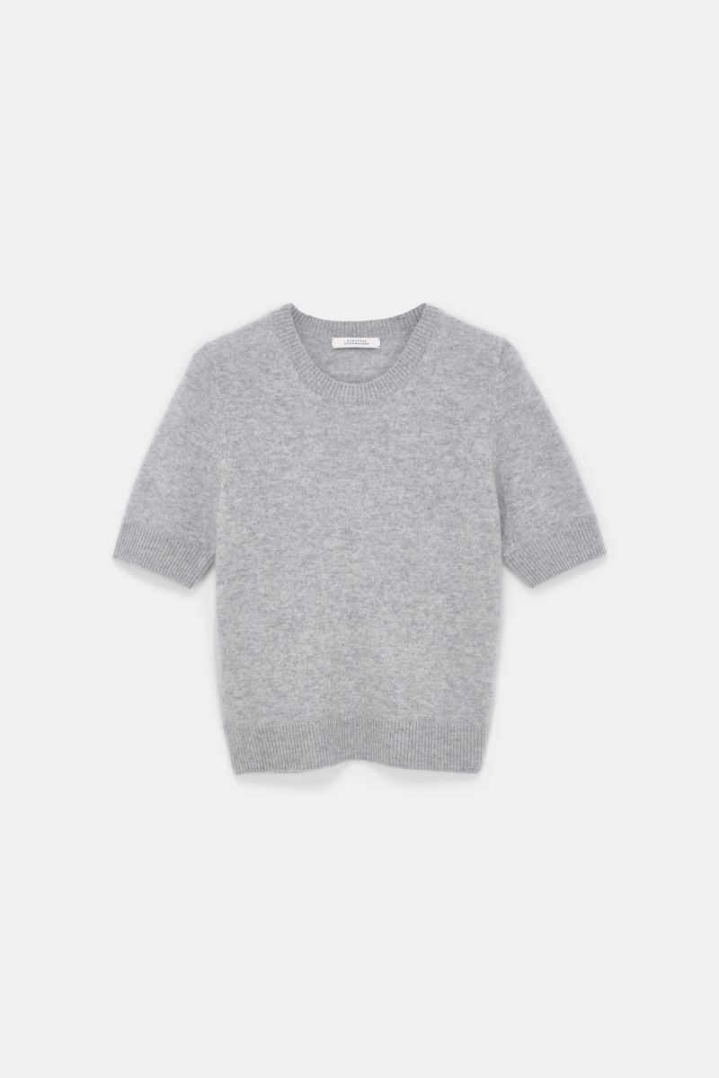 Dorothee Schumacher Women's Grey Merino-Cashmere Half-Sleeve Pullover Small