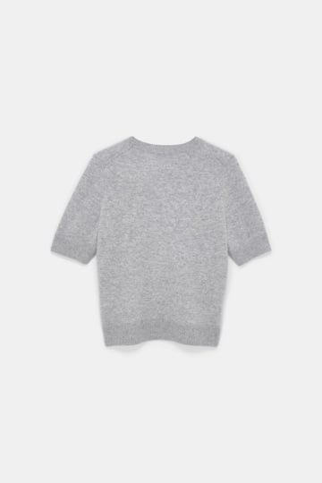 Dorothee Schumacher Fluffy Halbarm-Pullover aus Merino und Kaschmir medium grey