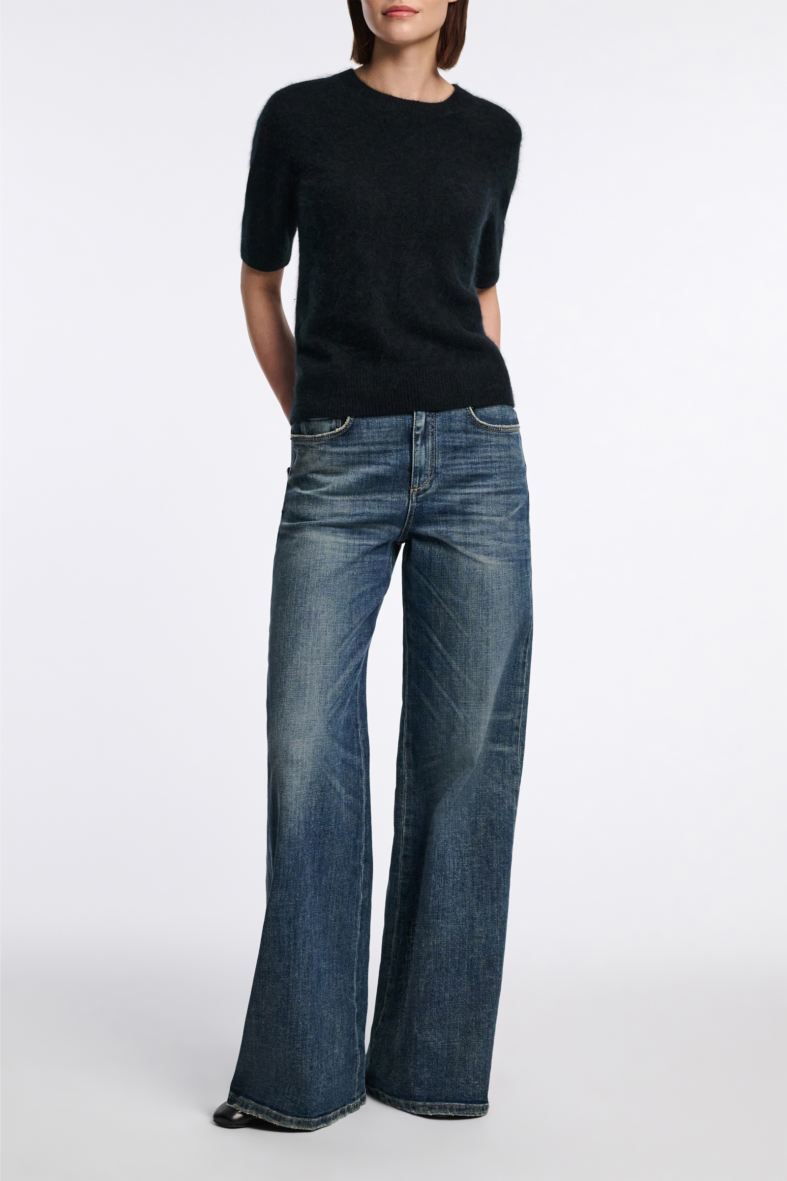 Dorothee Schumacher Merino-cashmere half-sleeve pullover pure black