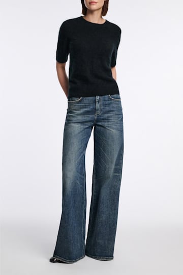 Dorothee Schumacher Merino-cashmere half-sleeve pullover pure black