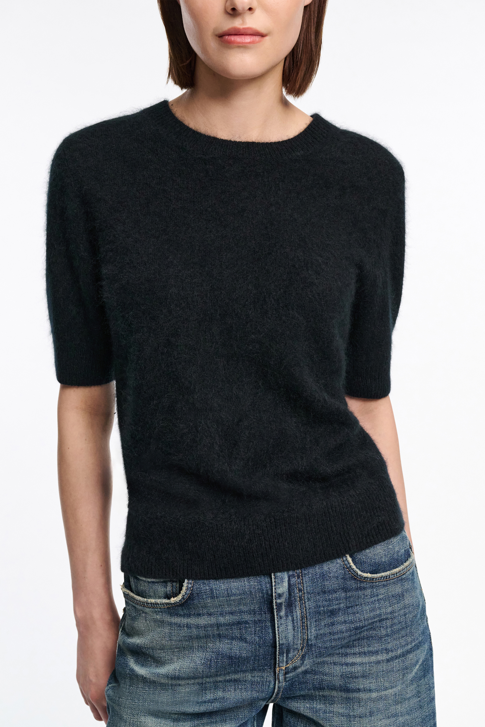 Dorothee Schumacher Merino-cashmere half-sleeve pullover pure black