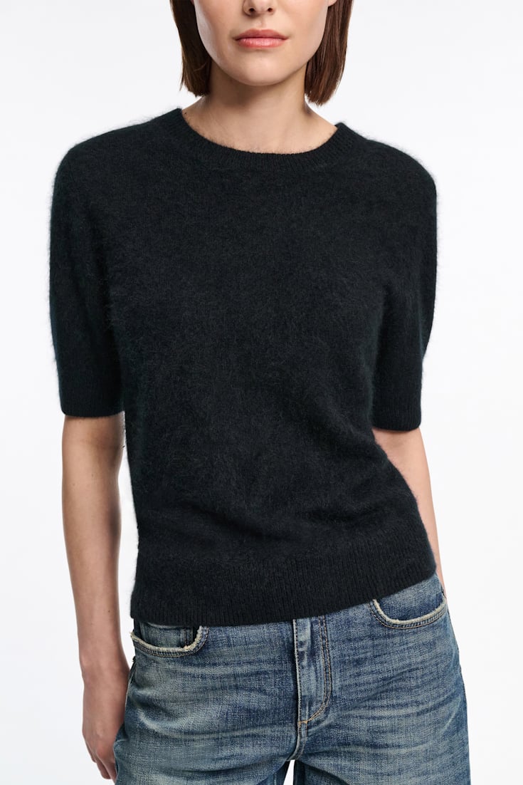 Dorothee Schumacher Merino-cashmere half-sleeve pullover pure black