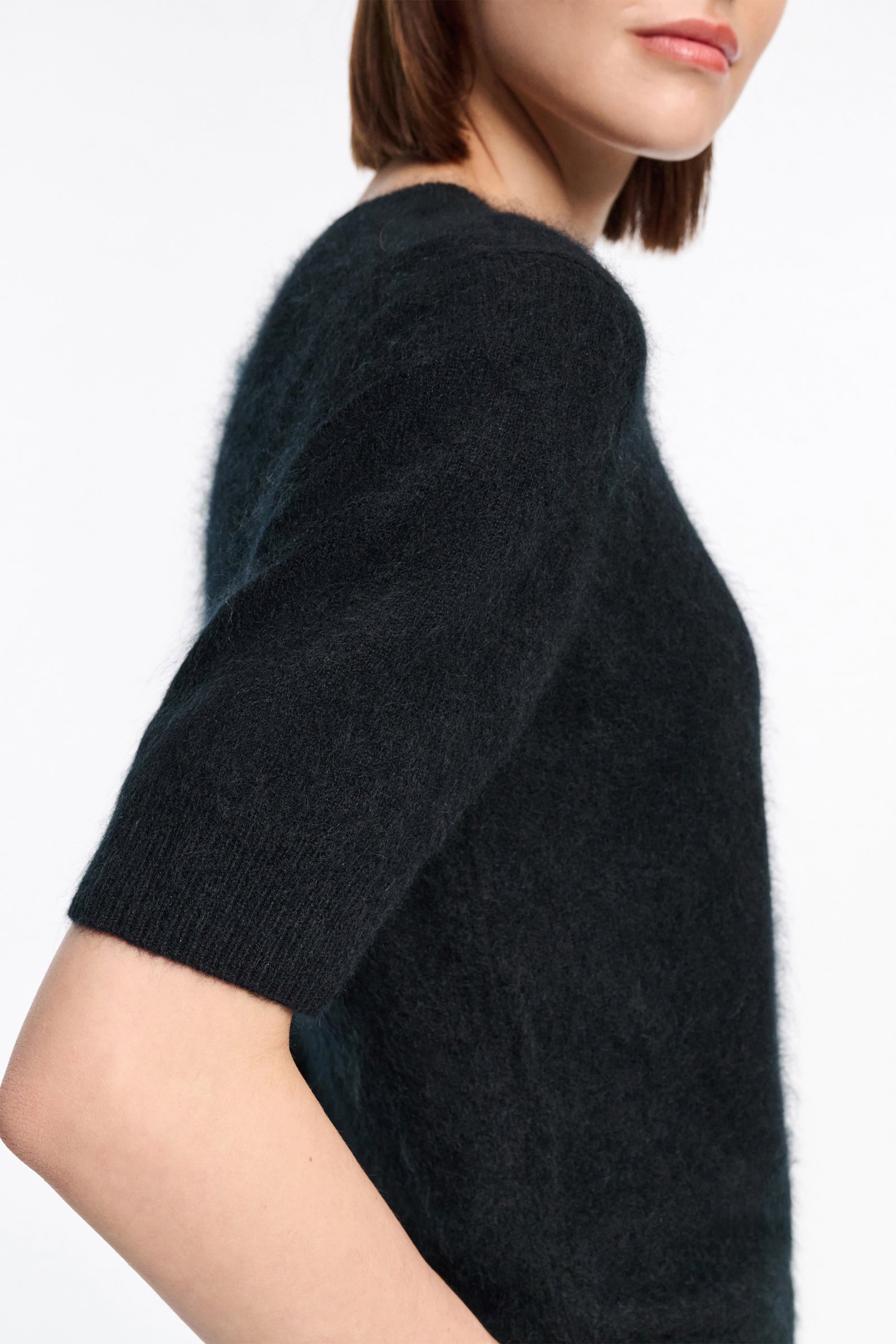 Dorothee Schumacher Merino-cashmere half-sleeve pullover pure black