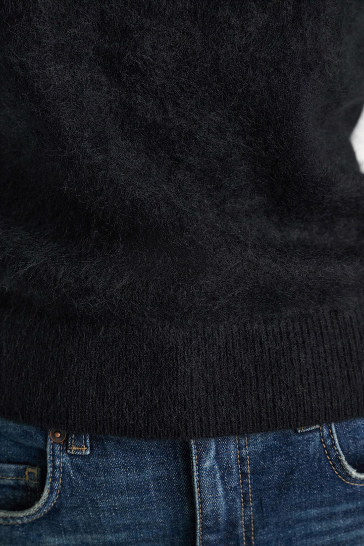 Dorothee Schumacher Fluffy Halbarm-Pullover aus Merino und Kaschmir pure black