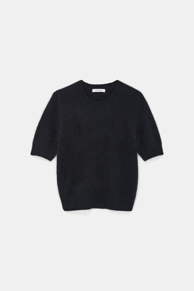 Dorothee Schumacher Women's Black Merino-Cashmere Half-Sleeve Pullover Medium