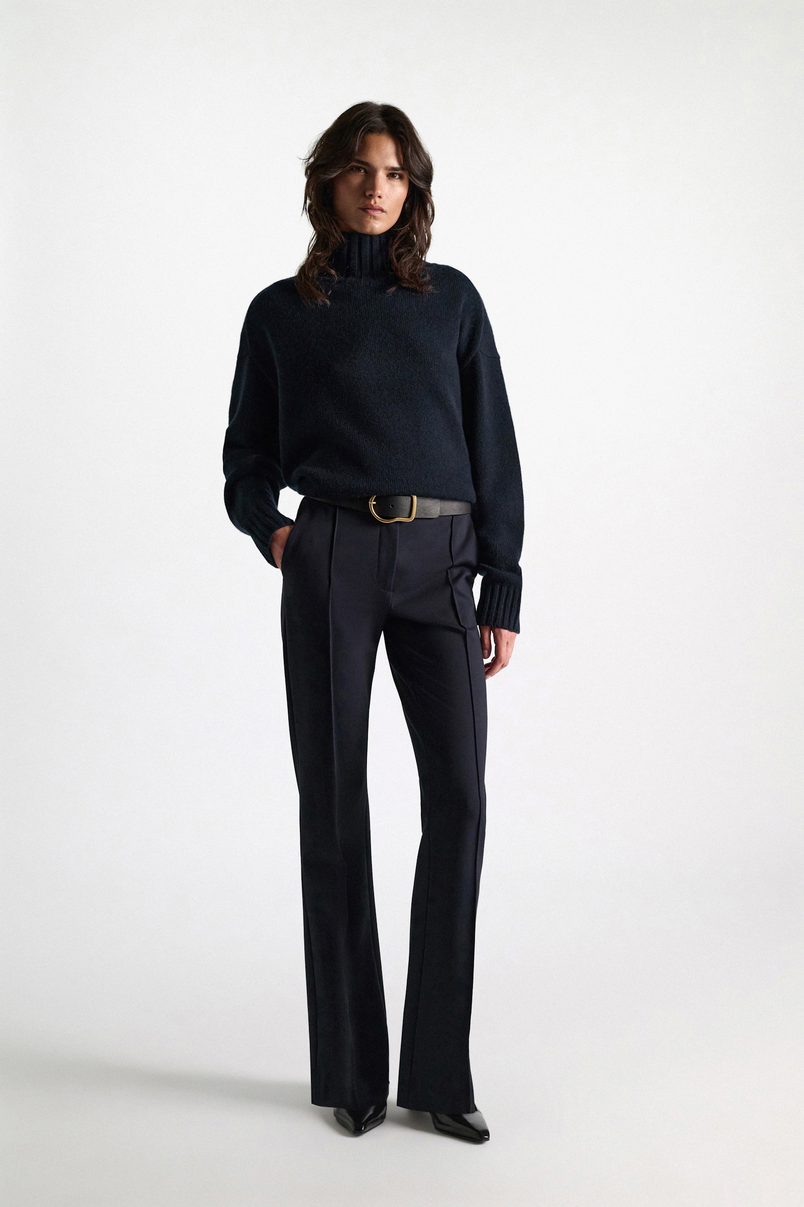 Dorothee Schumacher Turtleneck pullover in Merino-cashmere mix dark navy