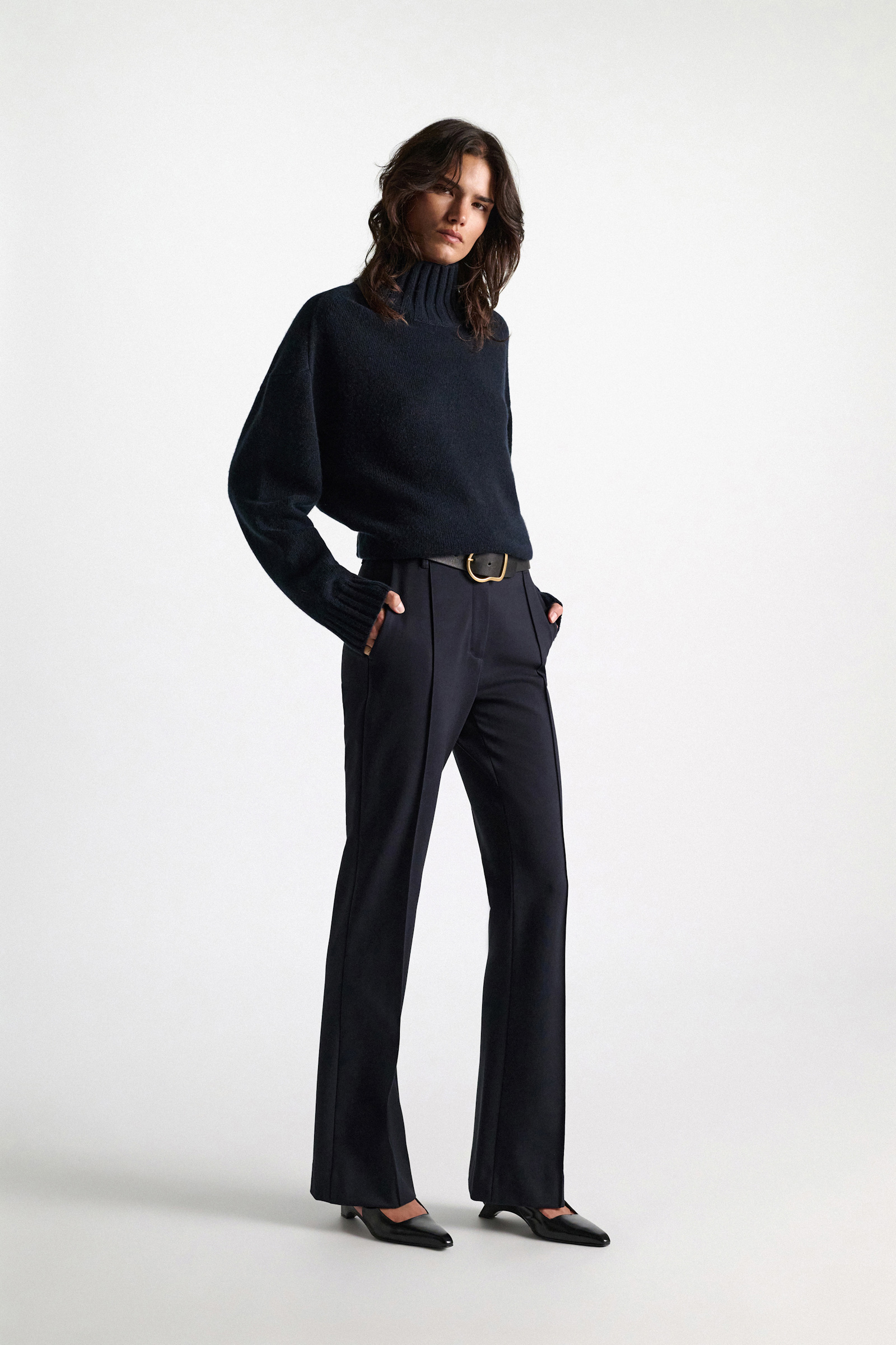 Dorothee Schumacher Turtleneck pullover in Merino-cashmere mix dark navy