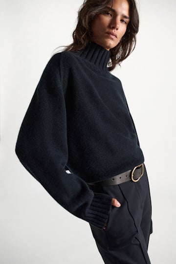 Dorothee Schumacher Turtleneck pullover in Merino-cashmere mix dark navy