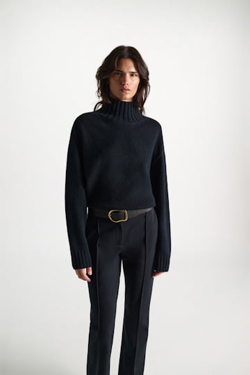 Dorothee Schumacher Turtleneck pullover in Merino-cashmere mix dark navy