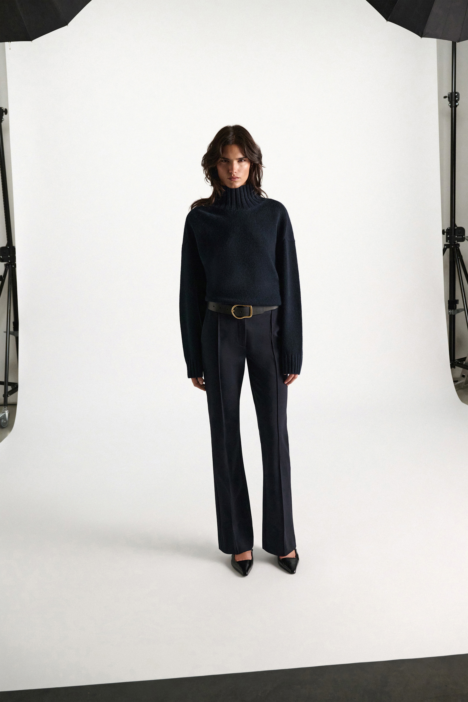 Dorothee Schumacher Turtleneck pullover in Merino-cashmere mix dark navy