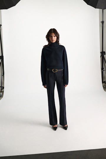 Dorothee Schumacher Turtleneck pullover in Merino-cashmere mix dark navy