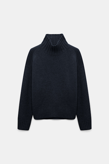 Dorothee Schumacher Turtleneck pullover in Merino-cashmere mix dark navy