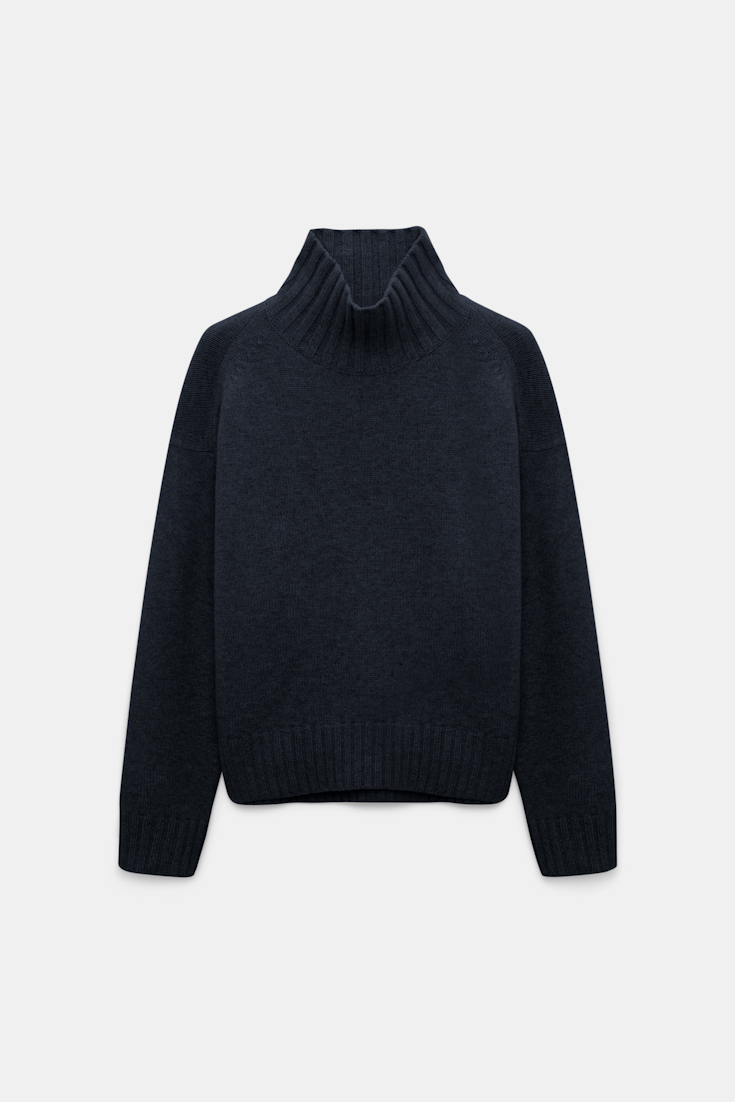 Dorothee Schumacher Turtleneck pullover in Merino-cashmere mix dark navy
