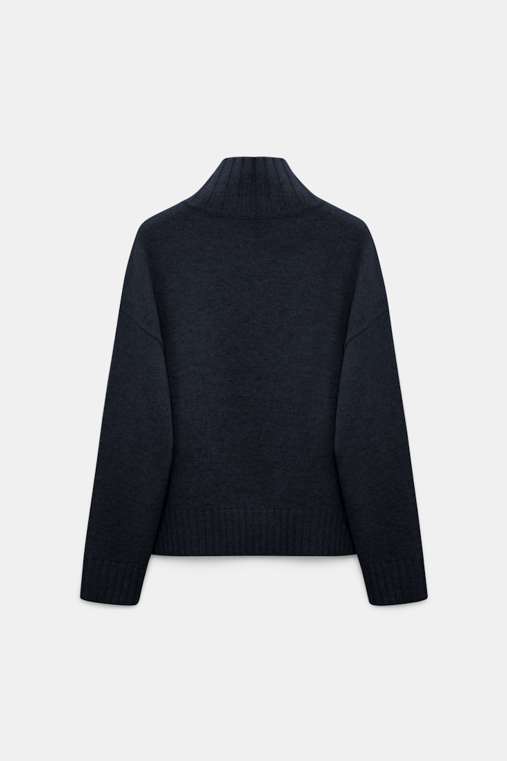 Dorothee Schumacher Turtleneck pullover in Merino-cashmere mix dark navy