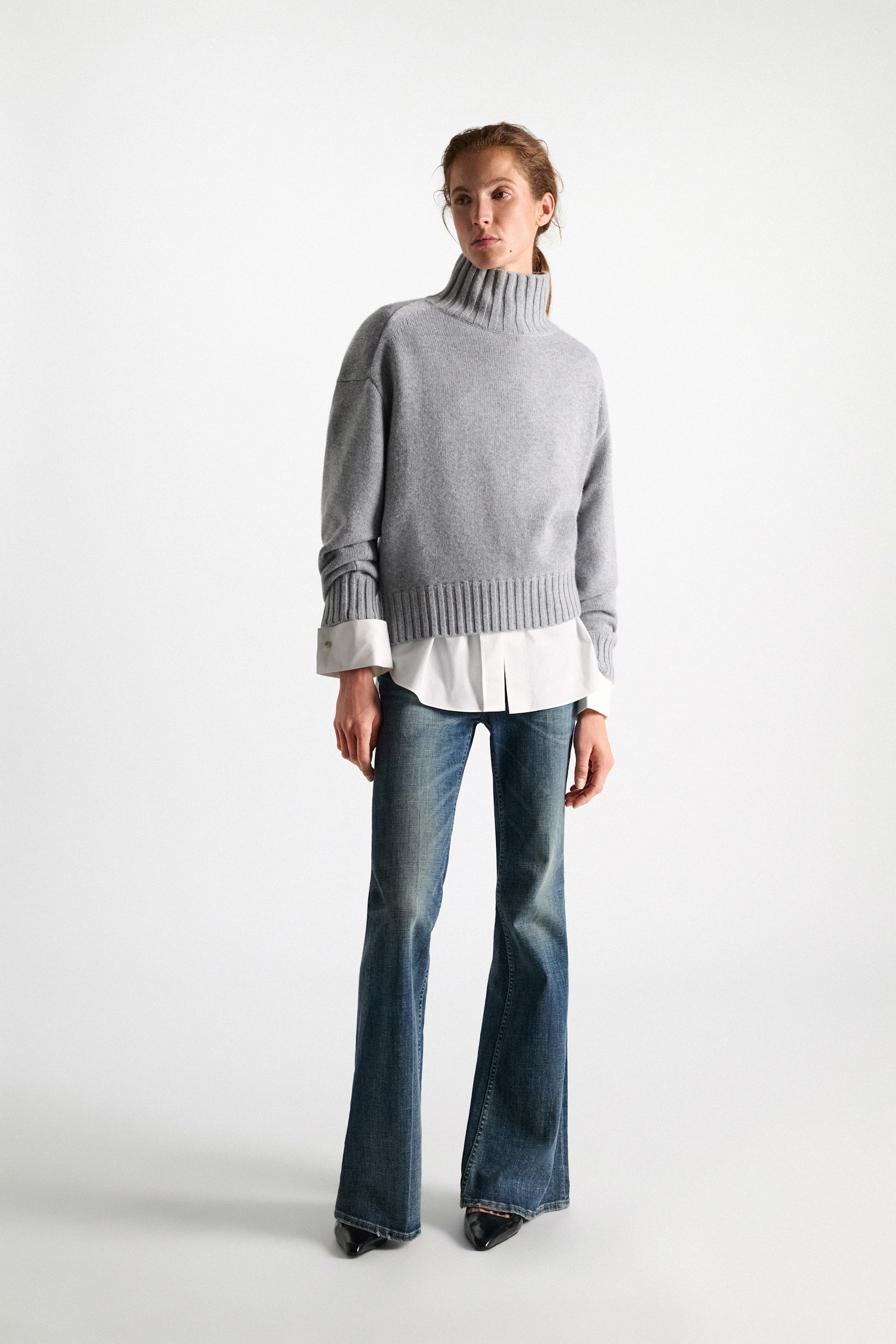 Dorothee Schumacher Turtleneck pullover in Merino-cashmere mix medium grey