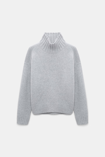Dorothee Schumacher Turtleneck pullover in Merino-cashmere mix medium grey