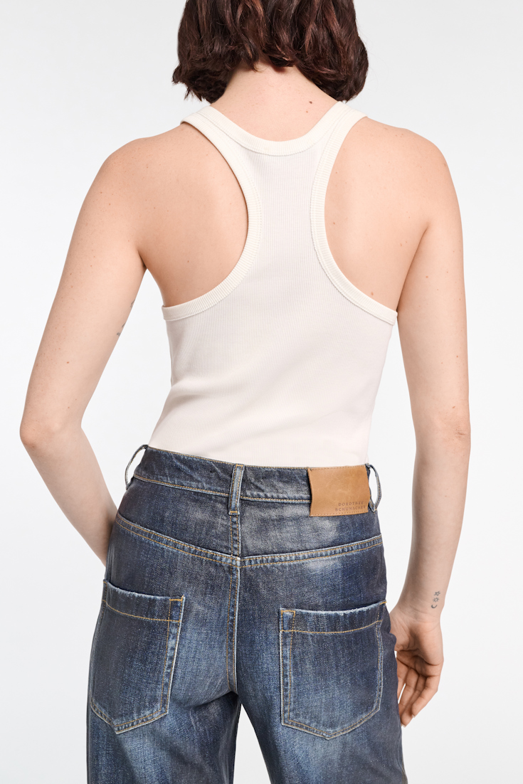 Dorothee Schumacher Fine rib cotton racerback tank top camellia white