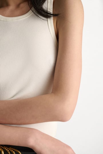 Dorothee Schumacher Fine rib cotton racerback tank top camellia white