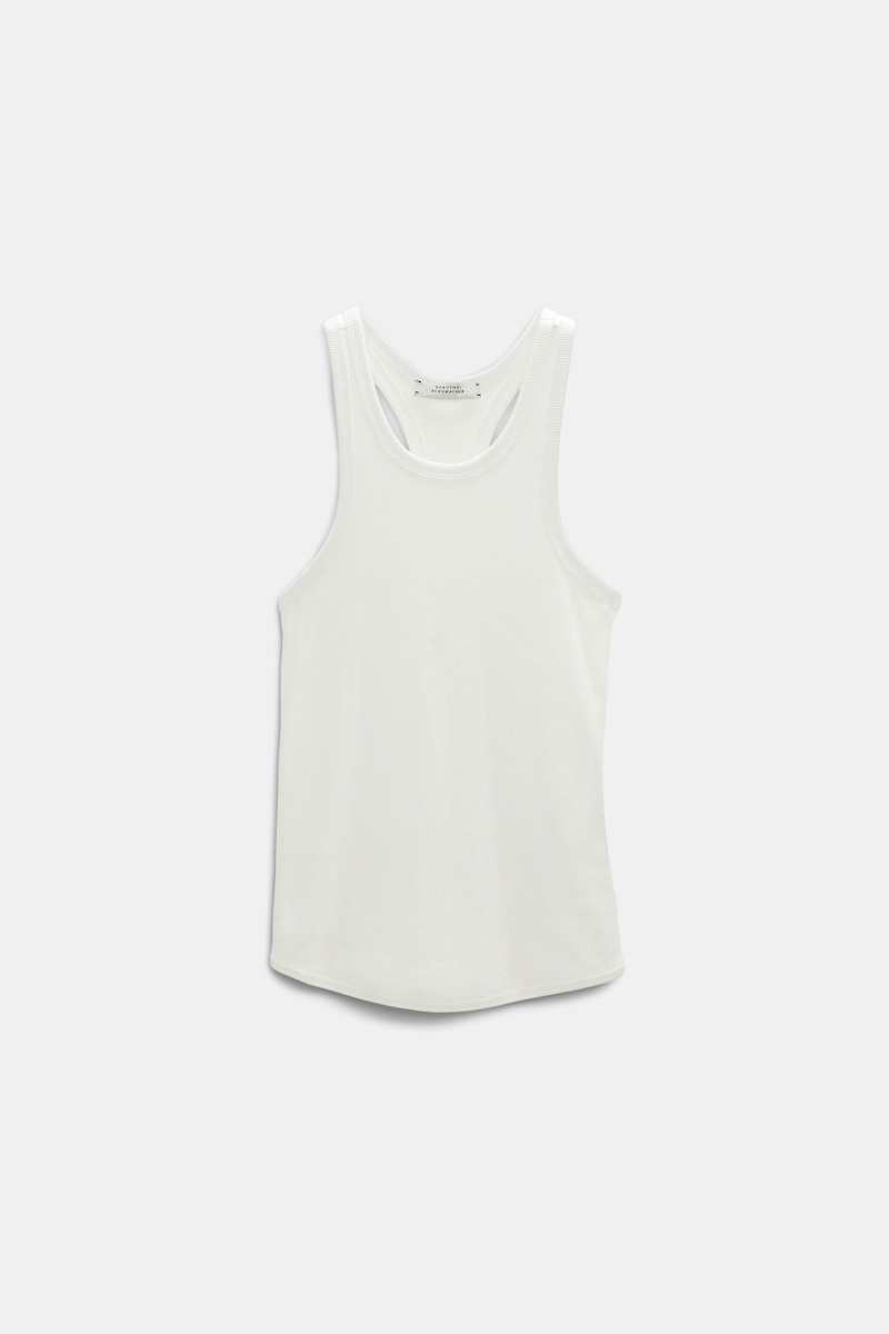 Dorothee Schumacher Women's White Fine Rib Cotton Racerback Tank Top Extra Small