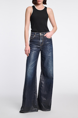 Dorothee Schumacher Fine rib cotton racerback tank top pure black