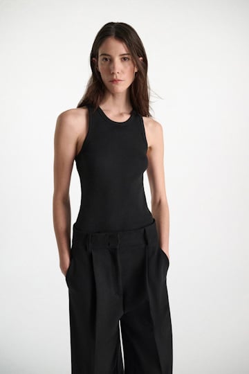 Dorothee Schumacher Geripptes Tanktop mit Racerback pure black